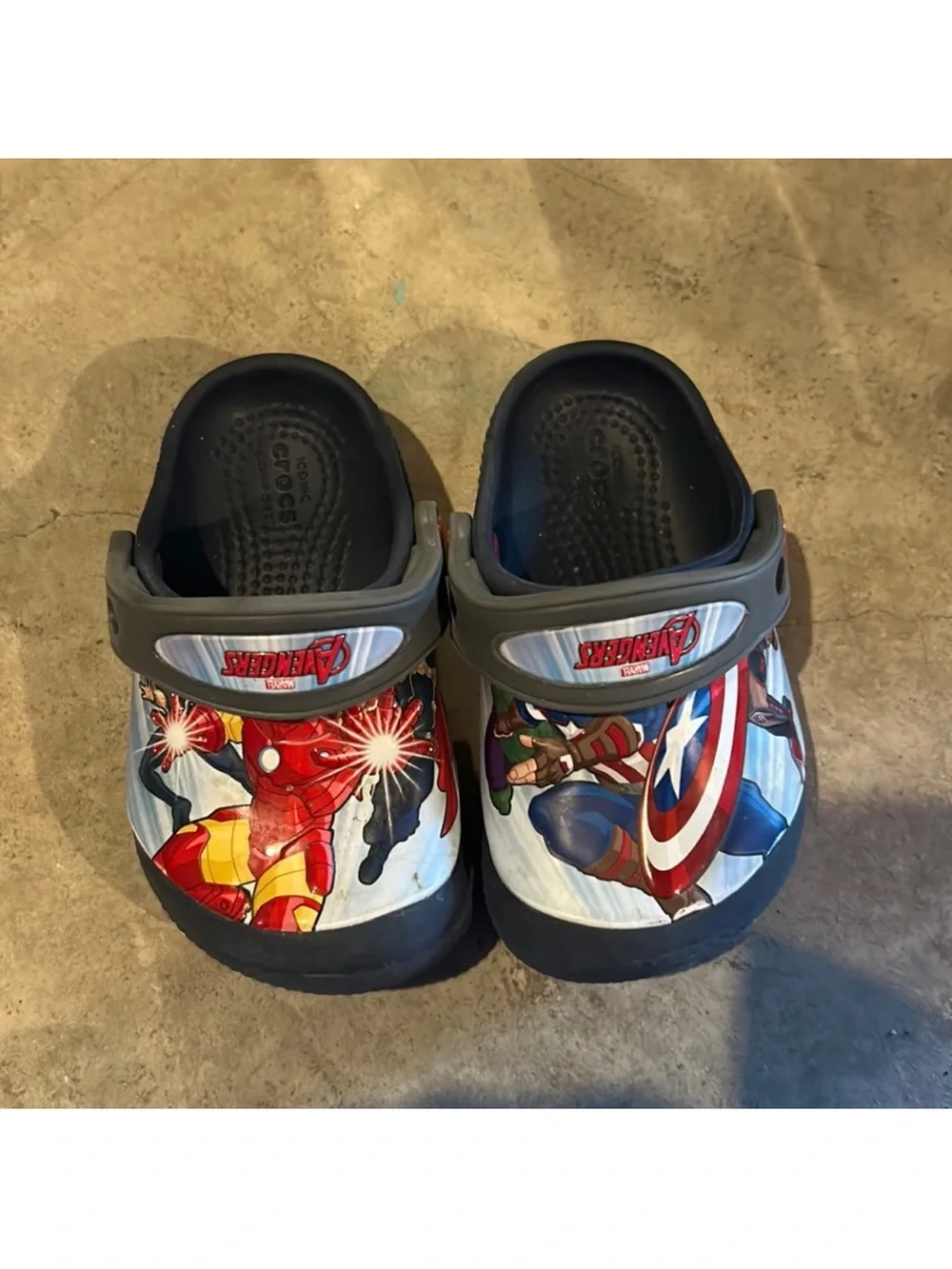 CROCS Kids Marvel Character Clogs in Navy, Red and White